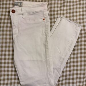 White Frayed Hem Women Jeans